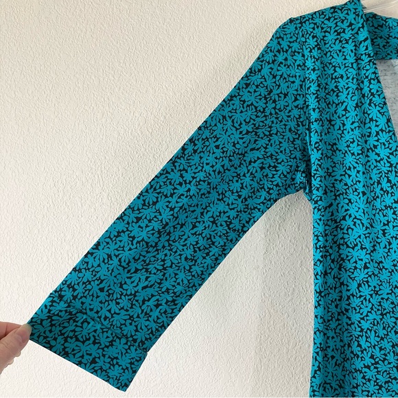 DIANE VON FURSTENBURG Classic Silk Wrap Dress Julian Two Teal Floral 12 - Picture 4 of 9